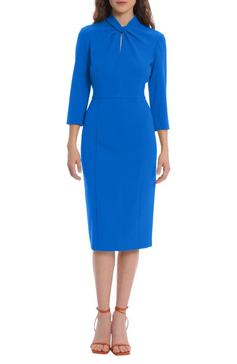 Crepe Three-Quarter Sleeve Sheath Dress