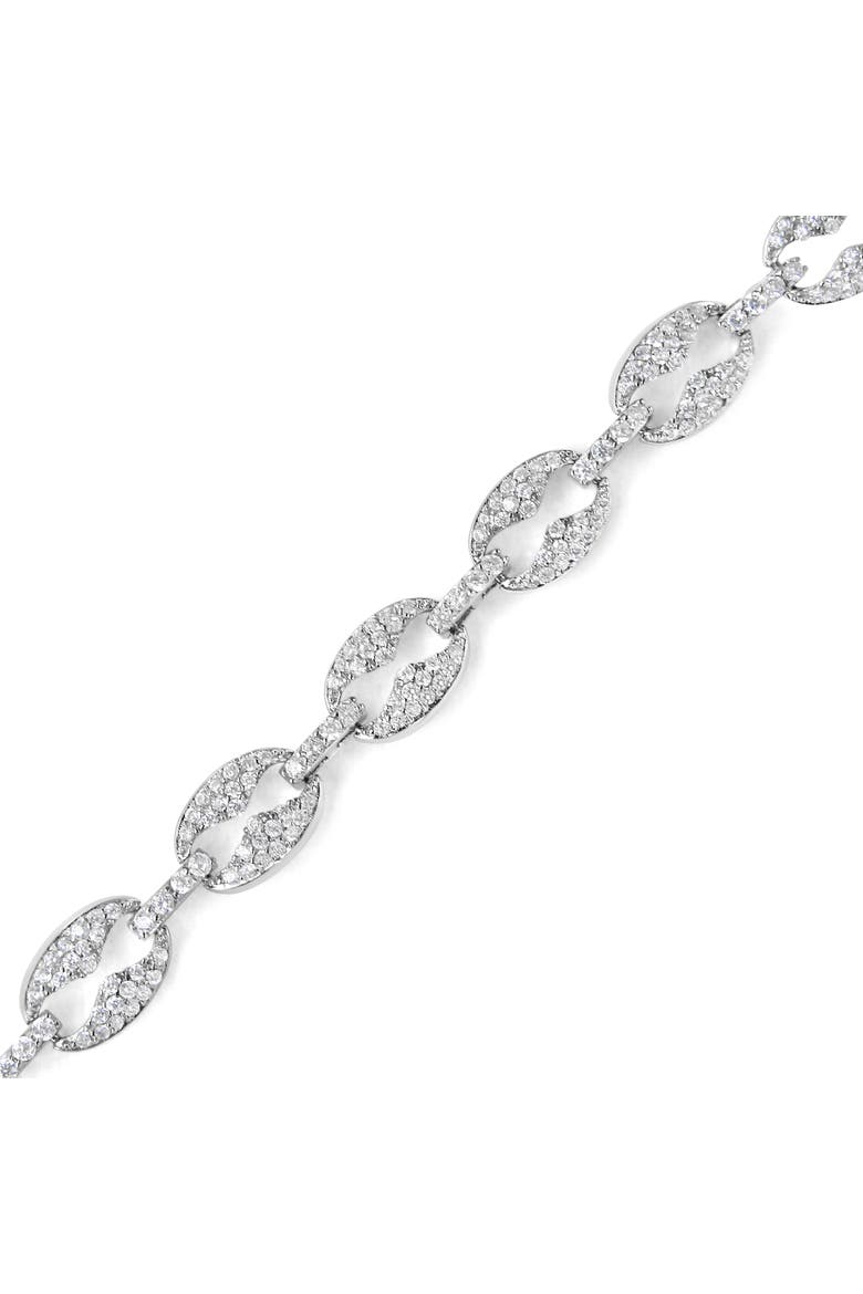 14K White Gold 1 1/2 Cttw Round Diamond Set Link Bracelet, Alternate, color, White