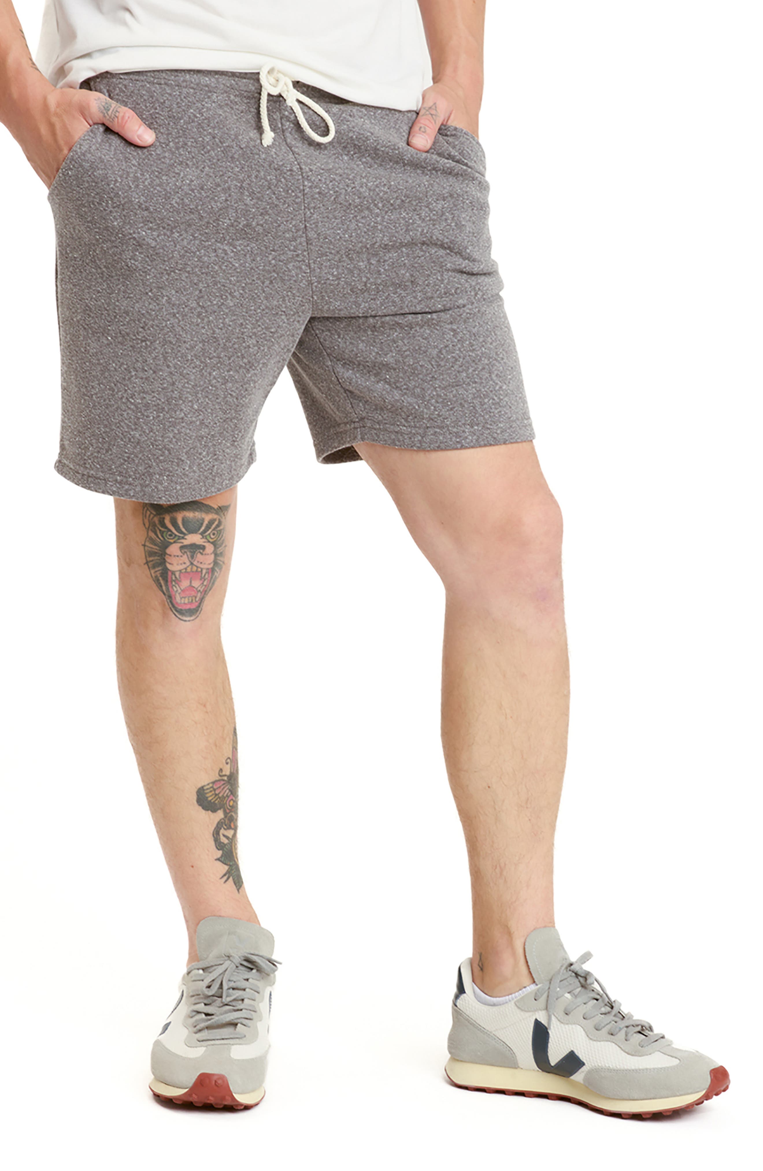 Threads 4 Thought Garrett Drawstring Fleece Shorts in Heather Grey 