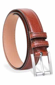 MADE IN ITALY Pebbled Leather Belt