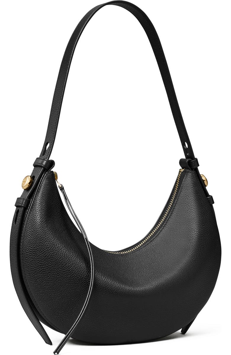 Tory Burch Romy Half Moon Shoulder Bag, Alternate, color, Black