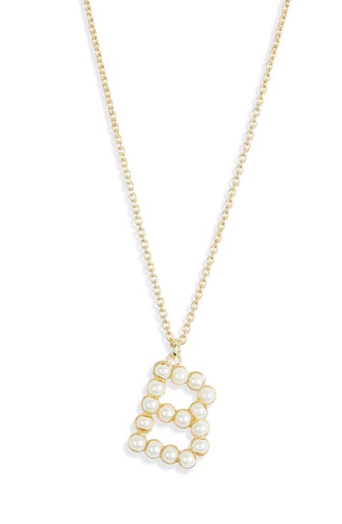 Imitation Pearl Initial Pendant Necklace