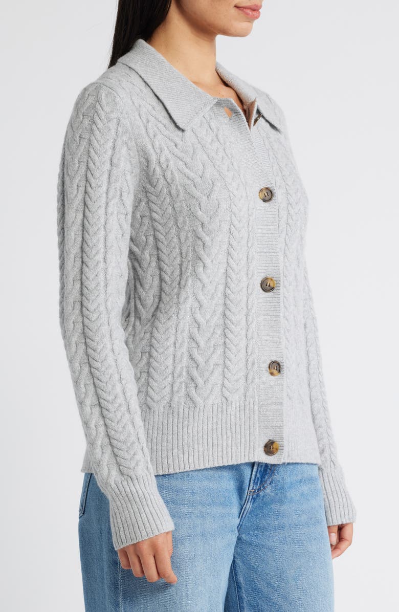 Caslon<sup>®</sup> Cable Cotton Blend Cardigan, Alternate, color,
