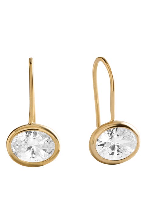 Fallon 8mm Bezel Drop Earrings