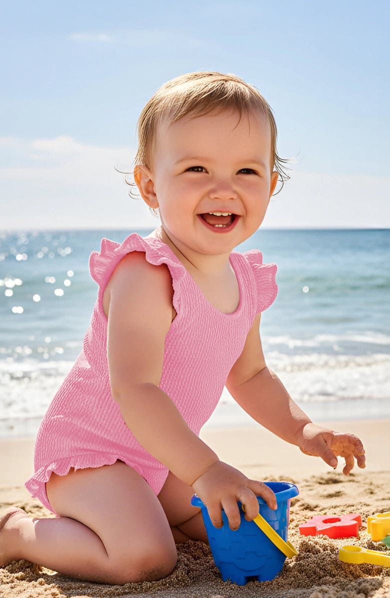 Limeapple Toddler Crinkle Ruffle One Piece, Alternate, color, Pink