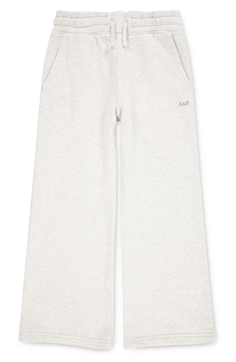 abercrombie kids Kids' Essential Wide Leg Fleece Sweatpants, Main, color, Oatmeal Heather