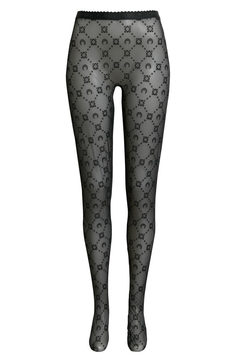 Marine Serre Moonogram Flocked Mesh Tights, Main, color, 