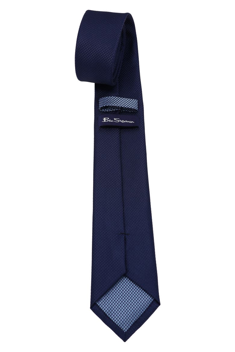 Textured Solid Tie, Alternate, color, NAVY