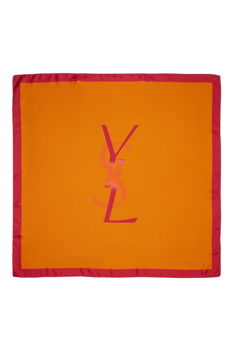 Silk Square Scarf, Main, color, 7573 ORANGE/ RED