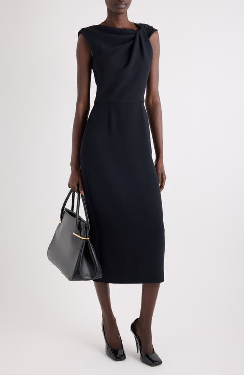 Givenchy Draped Crepe Cady Midi Pencil Dress In Black