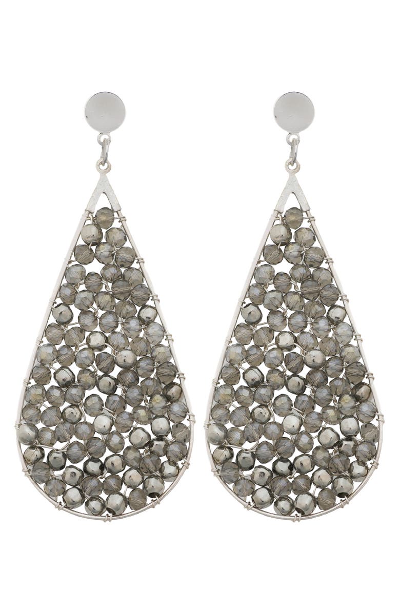 Panacea Crystal Teardrop Earrings, Main, color, Silver