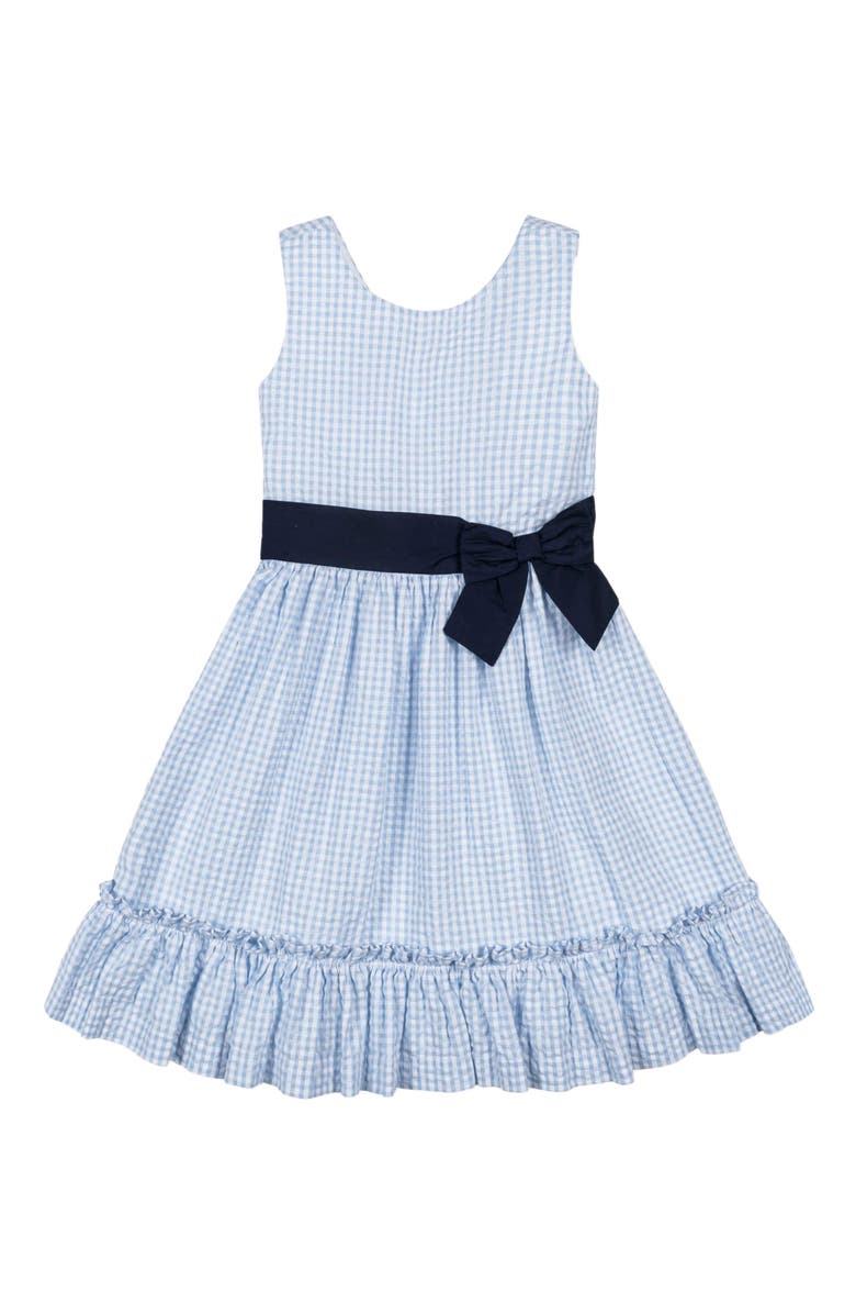 Hope & Henry Girls' Organic Cross Back Party Dress, Toddler, Alternate, color, Classic Blue Gingham