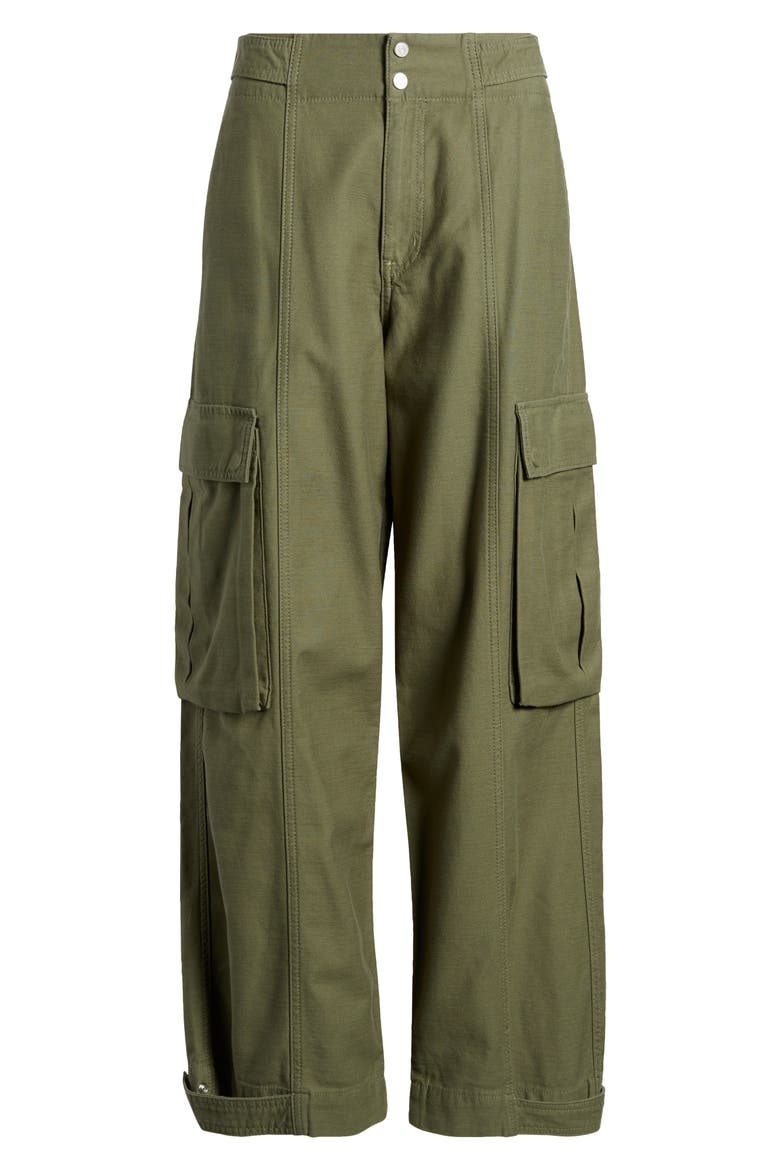 Wide Leg Cotton Cargo Pants, Alternate, color, POBLANO