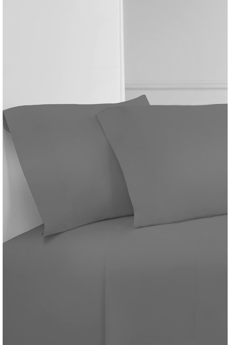 Pleat Detail 400 Thread Count Sheet Set with Bonus Pillowcases, Alternate, color, DARK GREY