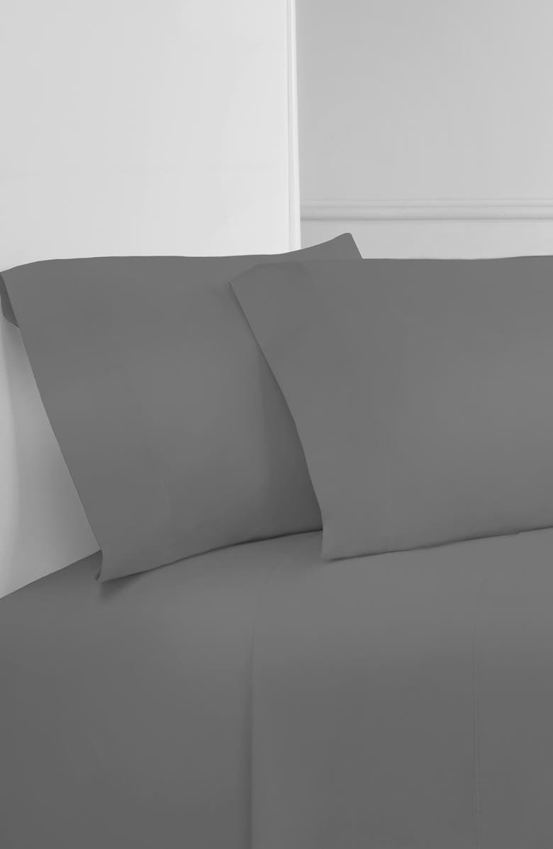 MELANGE HOME Pleat Detail 400 Thread Count Sheet Set with Bonus Pillowcases, Alternate, color, Dark Grey