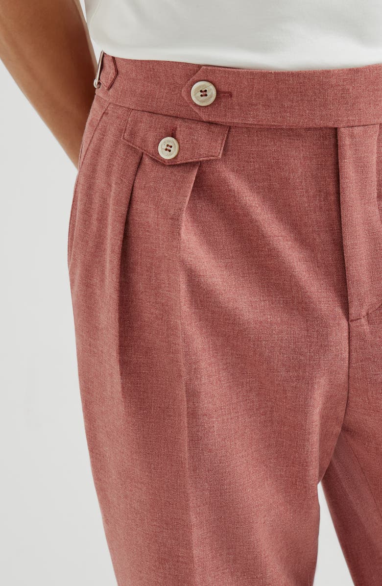 Brunello Cucinelli Trousers with double pleats and tabs, Alternate, color, Salmon