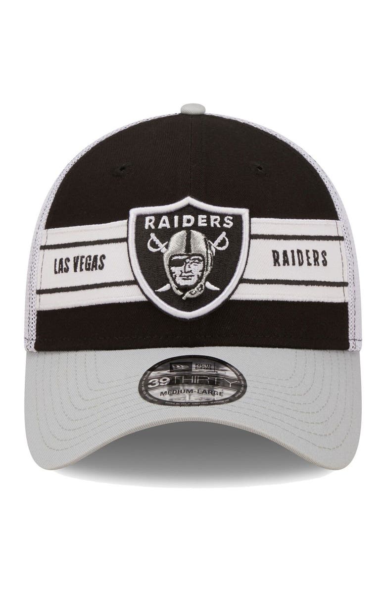 New Era Men's New Era Black/Gray Las Vegas Raiders Team Banded 39THIRTY Flex Hat, Alternate, color, 