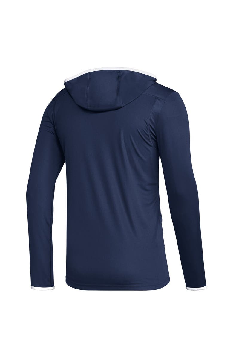 adidas Men's adidas Navy New York Rangers Team Long Sleeve Quarter-Zip Hoodie T-Shirt, Alternate, color,