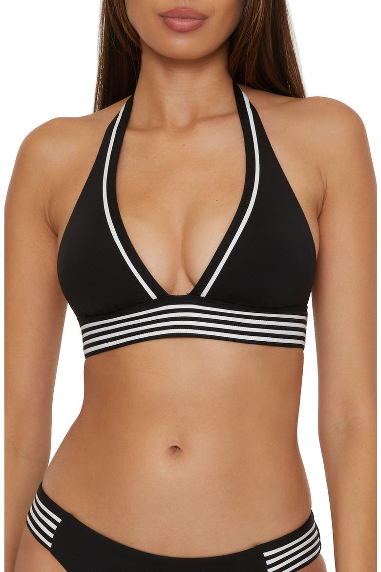 Monaco Halter Swim Top, Main, color, BLACK/ WHITE