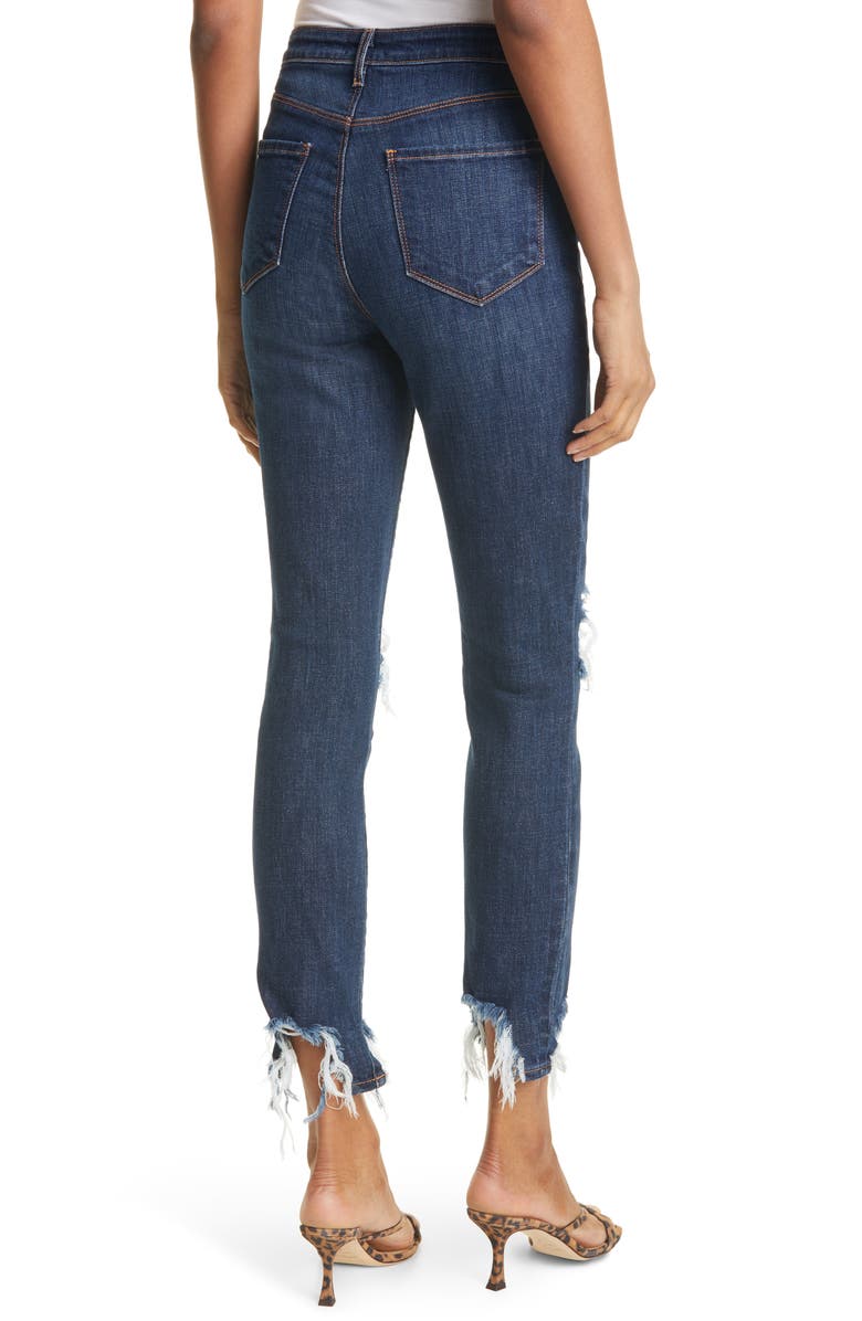 L'AGENCE High Line Destroyed Chewed Hem Crop Skinny Jeans, Alternate, color, 