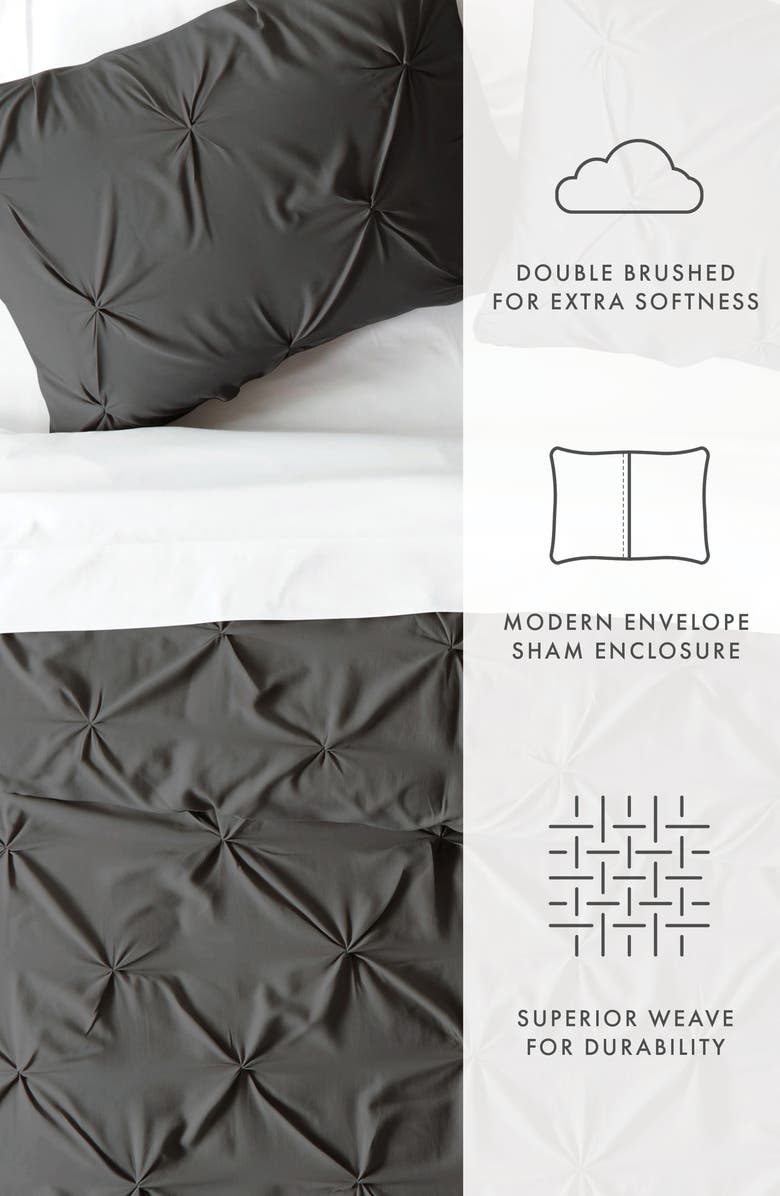 HOMESPUN HOME SPUN Premium Ultra Soft 3-Piece Pinch Pleat Duvet Cover Set, Alternate, color, Gray