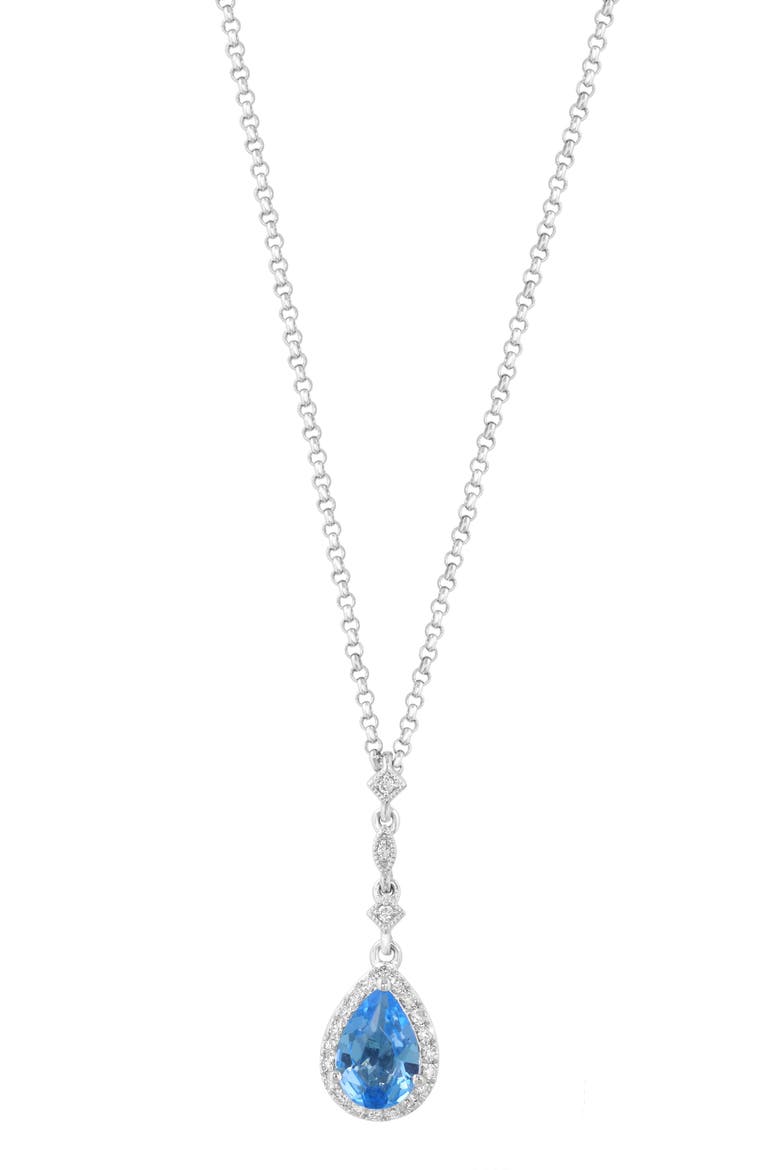 Sterling Silver Diamond & Blue Topaz Pendant Necklace, Alternate, color, BLUE