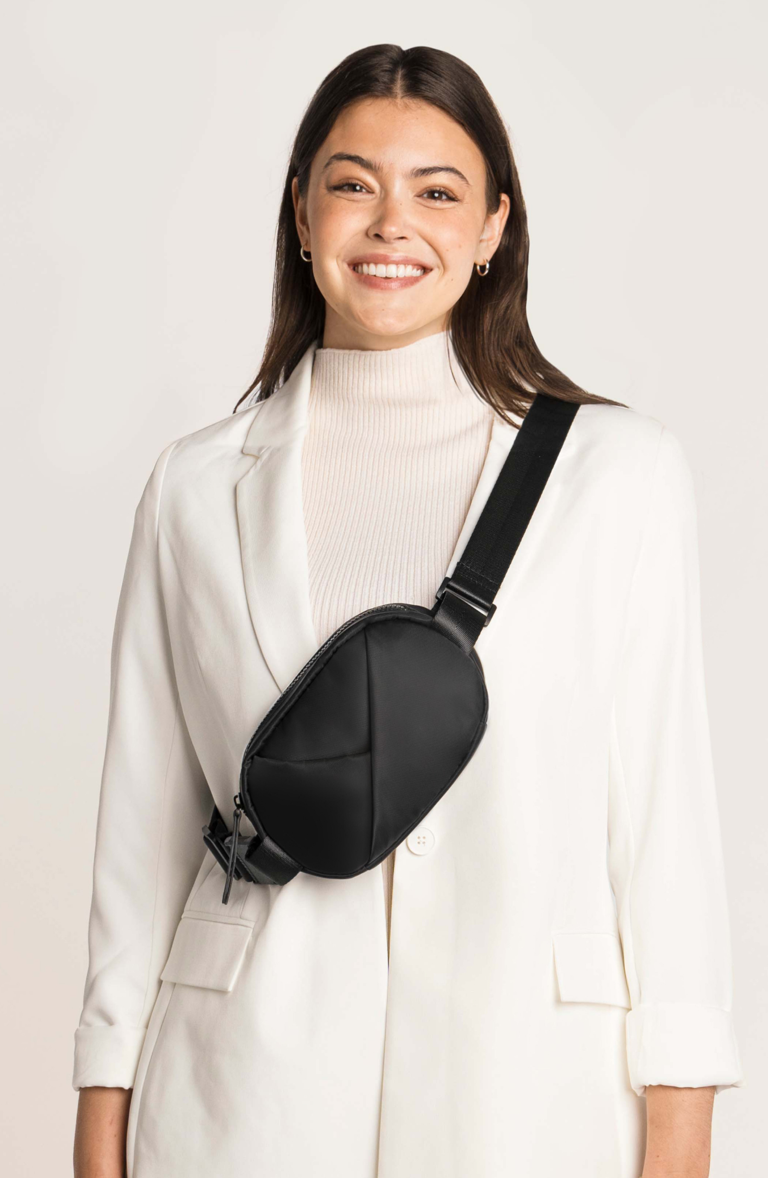 Lux and Nyx Origami Sling Bag and Belt Bag For Women, Alternate, color, Black