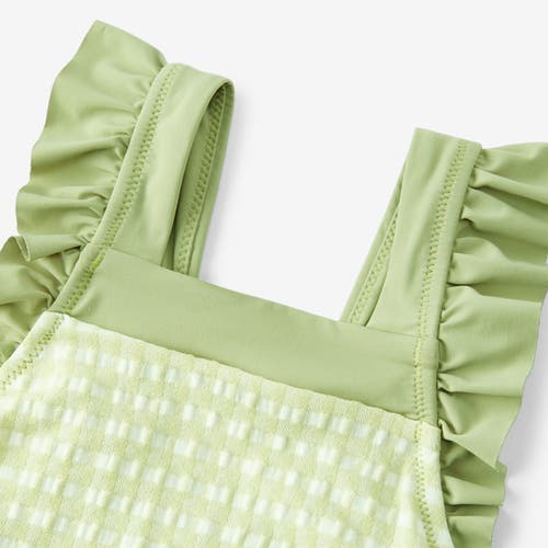 Milkbarn Ruffle Square Neck Swimsuit In Green