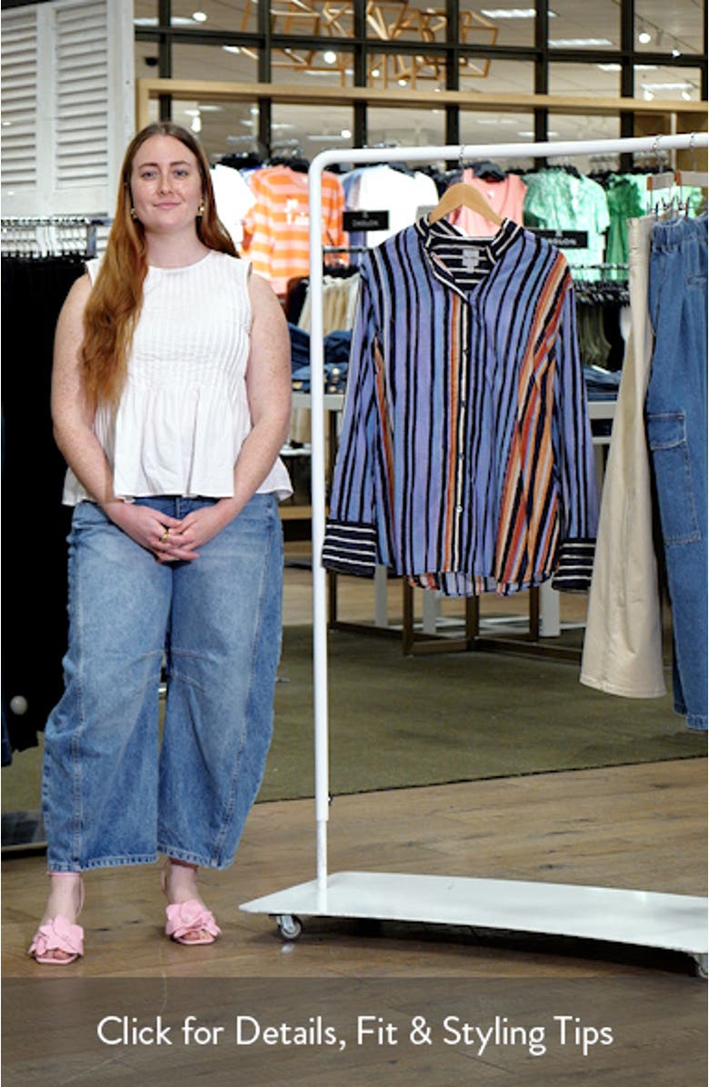 Painted Peninsula Cotton Stand Collar Button-Up Shirt, sales video thumbnail