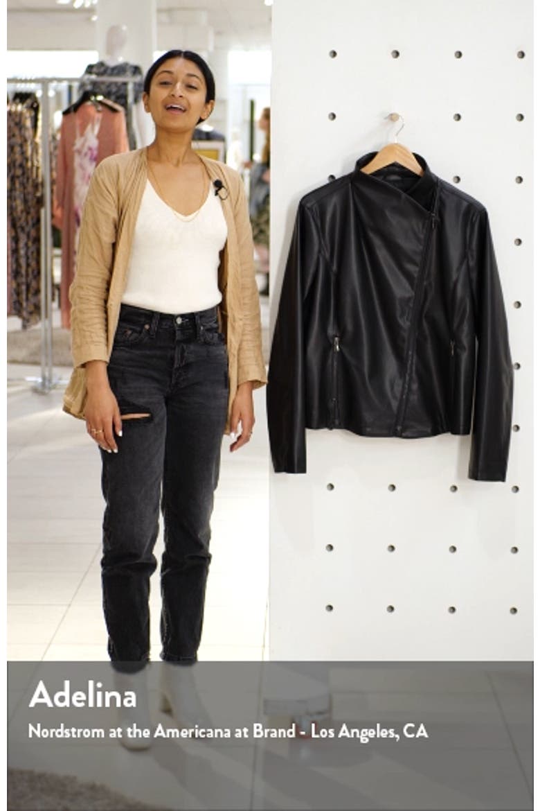 Drape Collar Faux Leather Jacket video