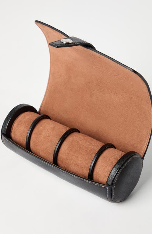 Brunello Cucinelli Cylindrical Leather Watch Case In Black