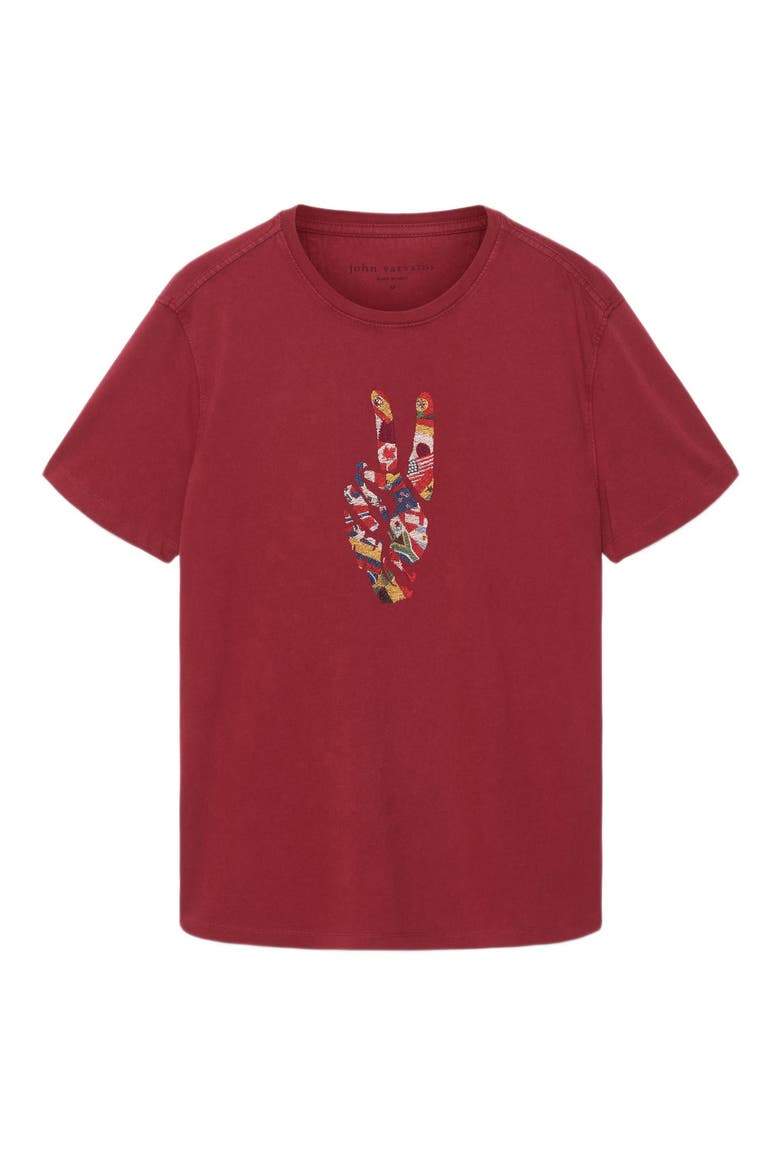 World Flags Peace Organic Cotton Graphic T-Shirt, Main, color, CRANBERRY