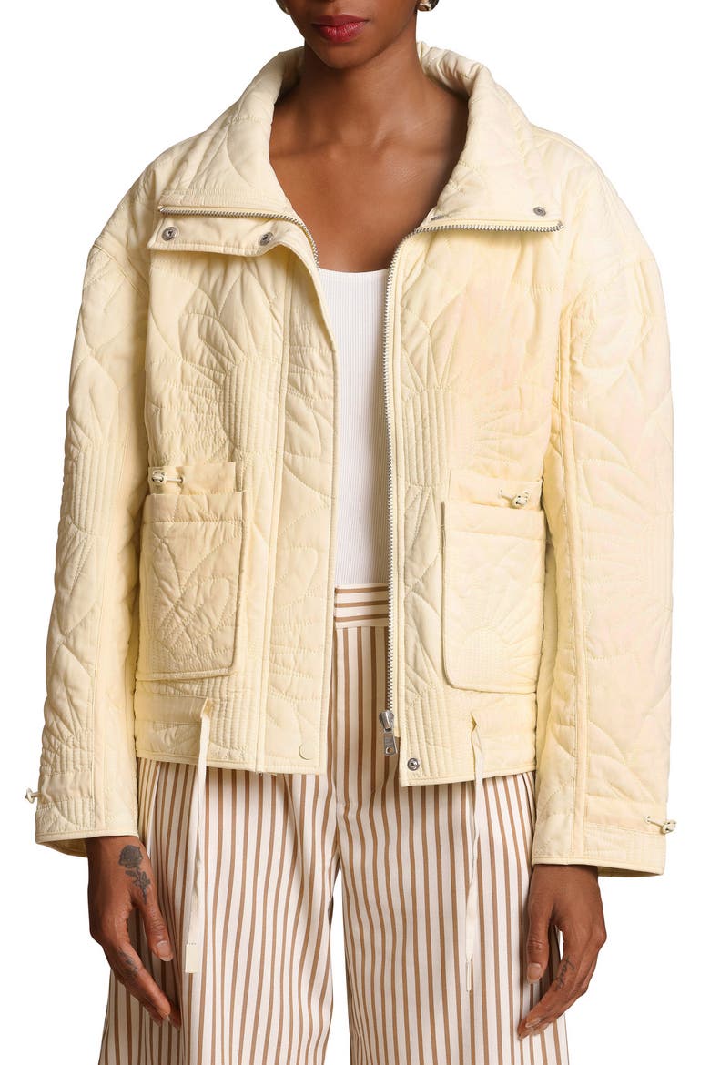 Floral Quilted Jacket, Alternate, color, BUTTER