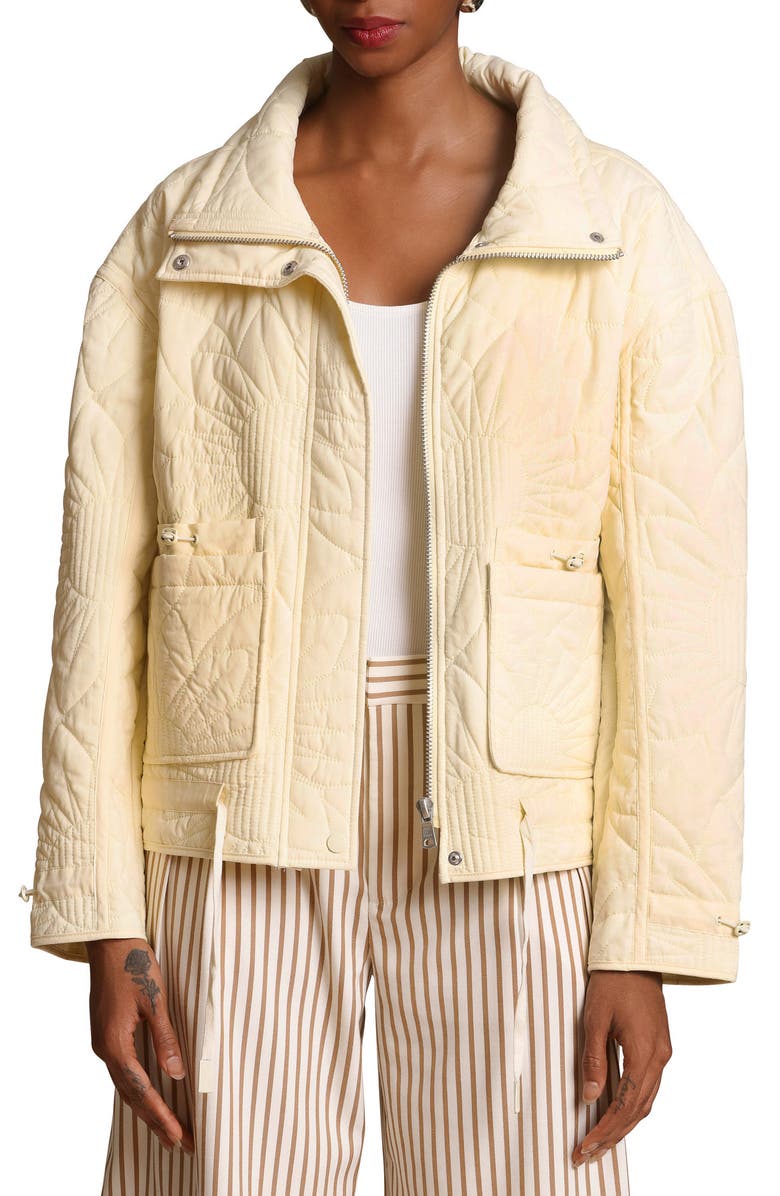Avec Les Filles Floral Quilted Jacket, Alternate, color, Butter