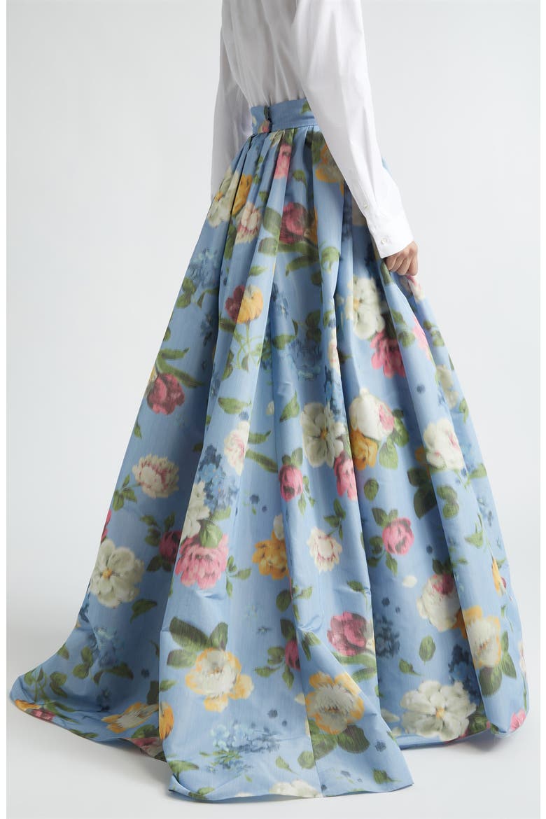 Chiné Floral Print Taffeta Ball Skirt, Alternate, color, CLOUDY BLUE MULTI