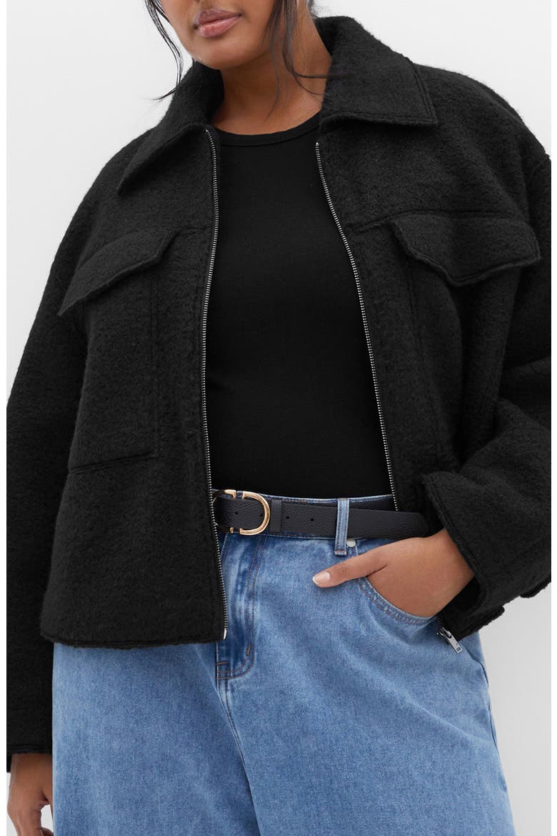 Crop Bouclé Jacket, Main, color, BLACK