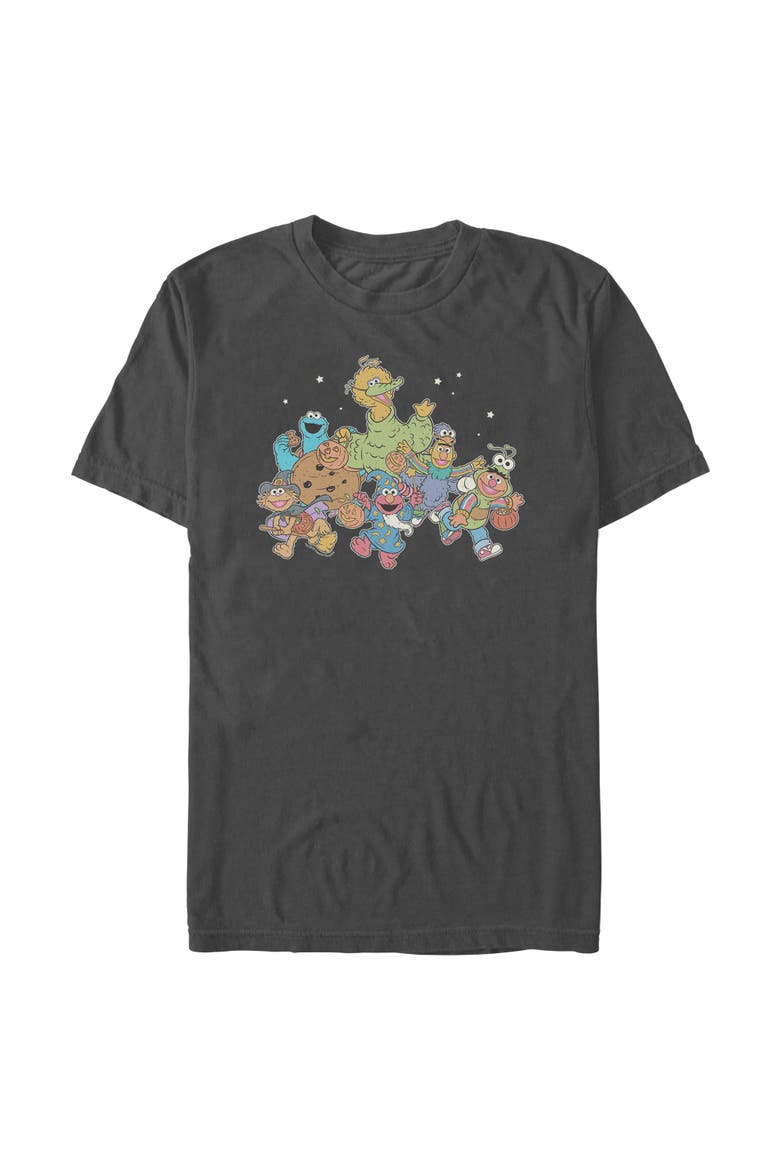 Men's Sesame Street Trick Or Treat With Elmo And His Friends  Graphic T-Shirt, Main, color, Charcoal