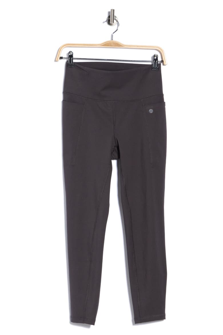 Ruched Back High Waist 7/8 Leggings with Pockets, Main, color, WASHED GREY