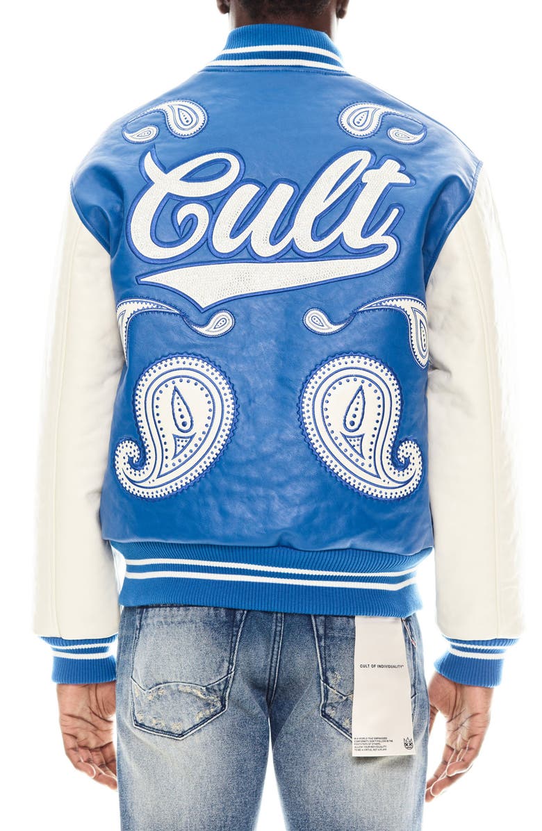 Cult of Individuality Paisley Appliqué Varsity Jacket, Alternate, color, 