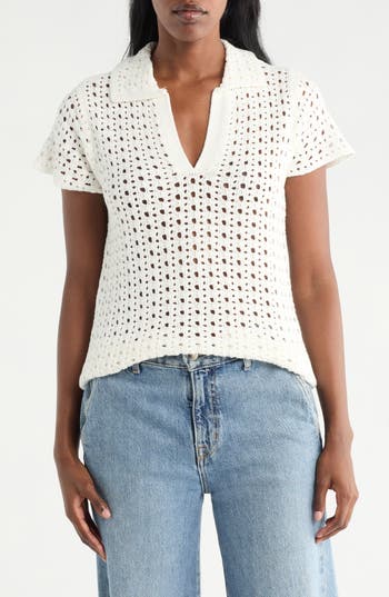 Cyrus Open Stitch Polo In White