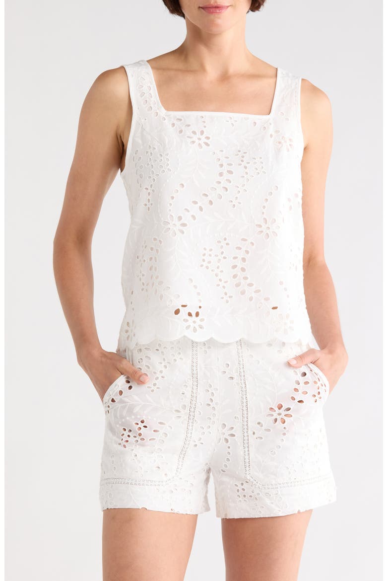 Cotton Eyelet Tank, Main, color, WHITE