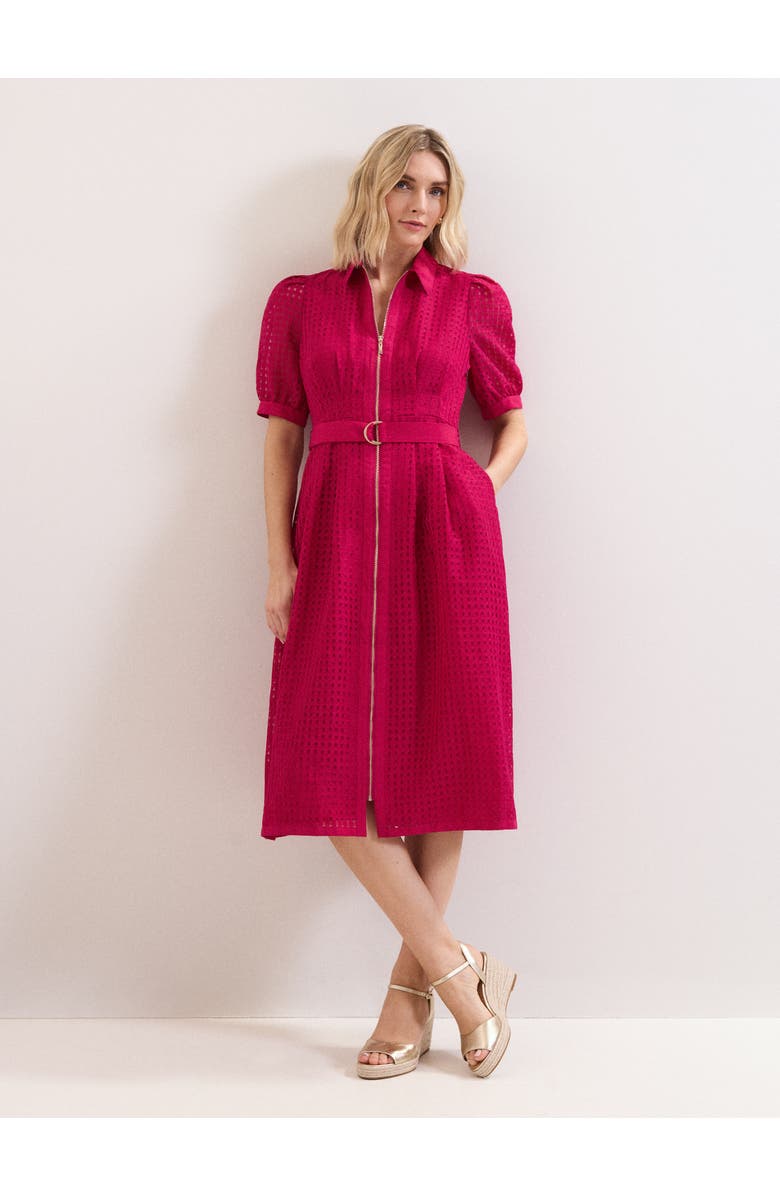Phase Eight Carey Belted Midi Shirt Dress, Alternate, color, Pink