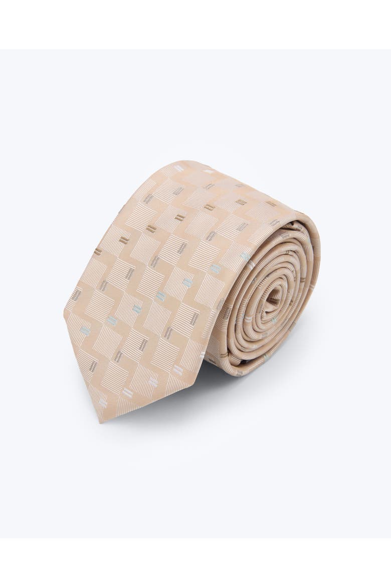 Pinstripe Tapestry Silk Jacquard Tie, Main, color, Beige