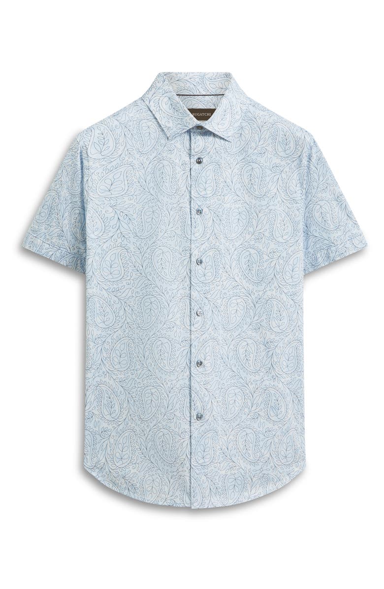 Bugatchi Miles OoohCotton<sup>®</sup> Floral Short Sleeve Button-Up Shirt, Alternate, color, Sky