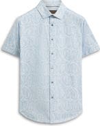 Bugatchi Miles OoohCotton® Floral Short Sleeve Button-Up Shirt