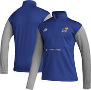 adidas Men's adidas Royal/Heathered Gray Kansas Jayhawks Team AEROREADY Half-Zip Top