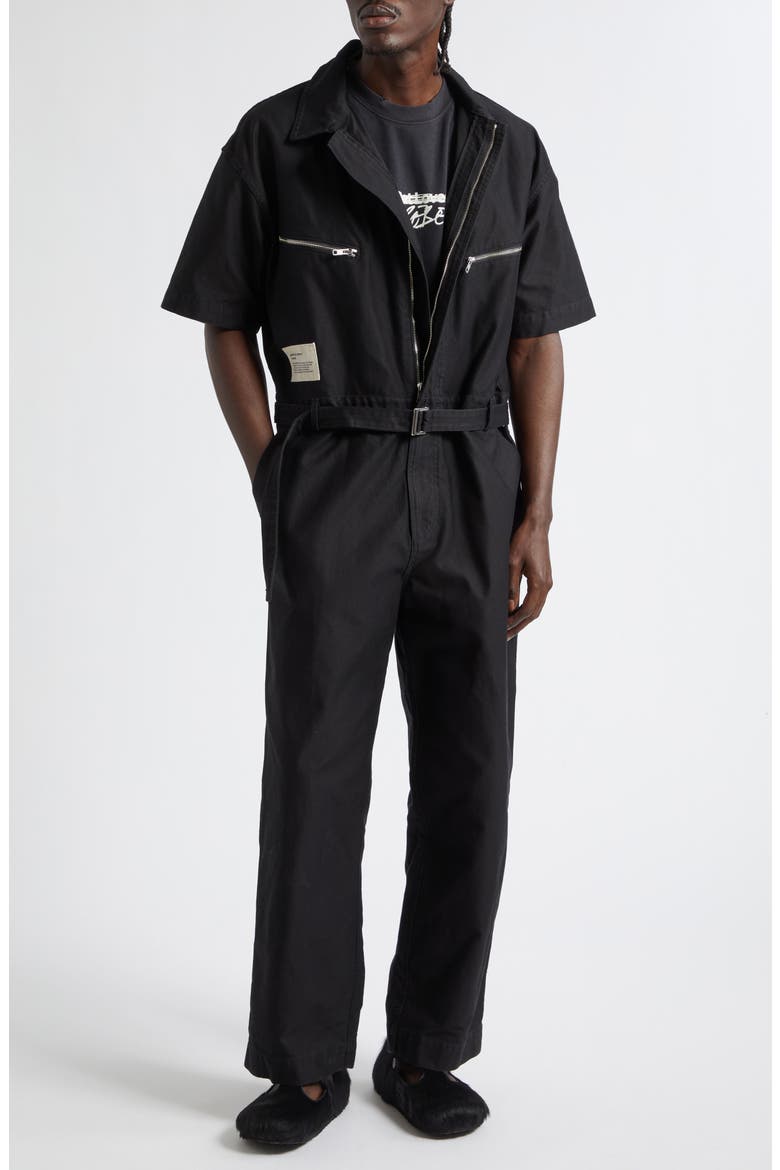 x Birkenstock The Rebel Washed Drill Jumpsuit, Main, color, BLACK
