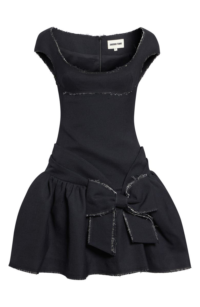 Shushu/Tong Tweed Bow Minidress, Main, color, Navy Blue