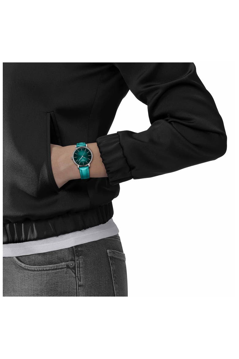 Everytime Leather Strap Watch, 34mm, Alternate, color, GREEN