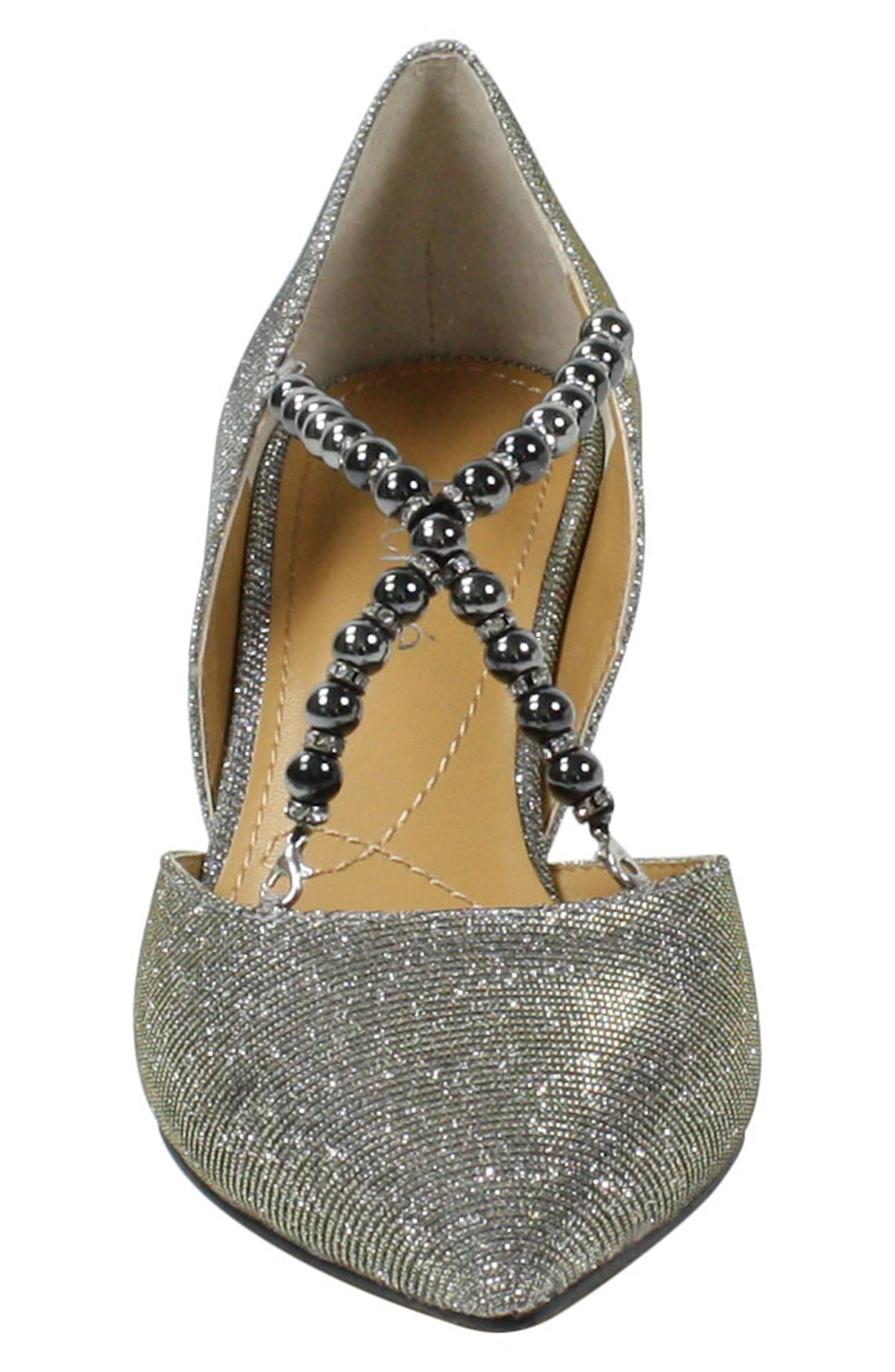 J. Reneé Zayna Convertible Pointed Toe Pump, Alternate, color, Pewter Glitter
